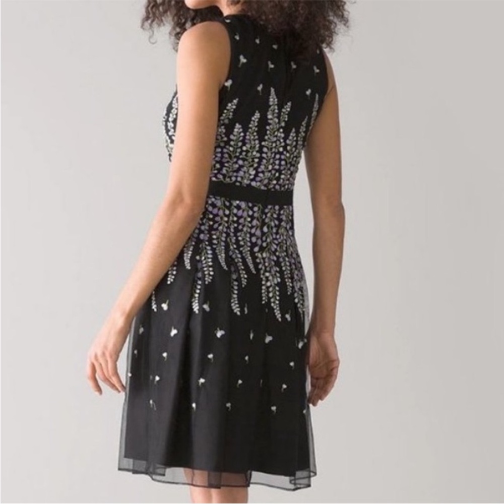 Like New White House Black Market Floral Embroidered Mesh Dress Black Size 14 - Picture 3 of 15